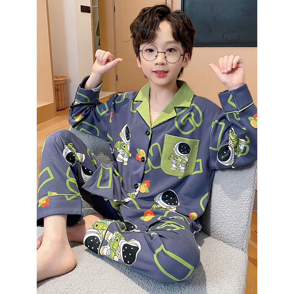 巴拉巴拉2023新款儿童睡衣秋冬季款男童长袖薄款中大童男孩卡通