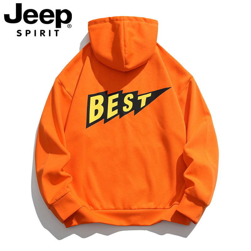 JEEP吉普卫衣男春秋季新款美式重磅连帽上衣oversize潮牌情侣外套
