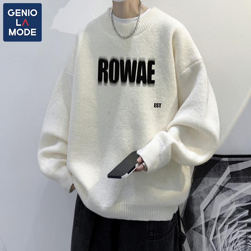 GENIOLAMODE秋冬2023新款慵懒风半高领毛衣男女加绒加厚针织衫潮