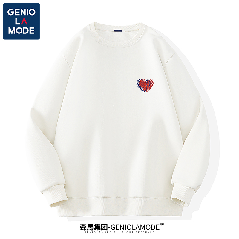 GENIOLAMODE时尚圆领爱心卫衣男女秋冬季潮牌休闲打底衫外套上衣