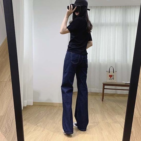 高腰春夏宽松防褪色小个子活性染料秋季保暖牛仔裤女百搭休闲显瘦