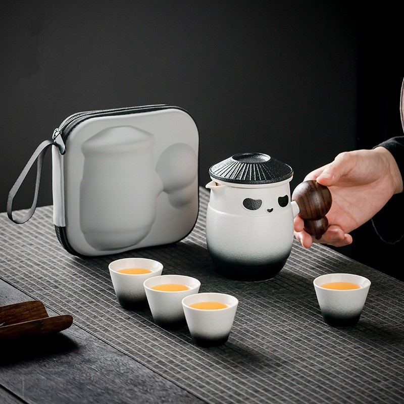 缘百年露营杯旅行茶具一壶四杯收纳包户外便携功夫茶具套装陶瓷