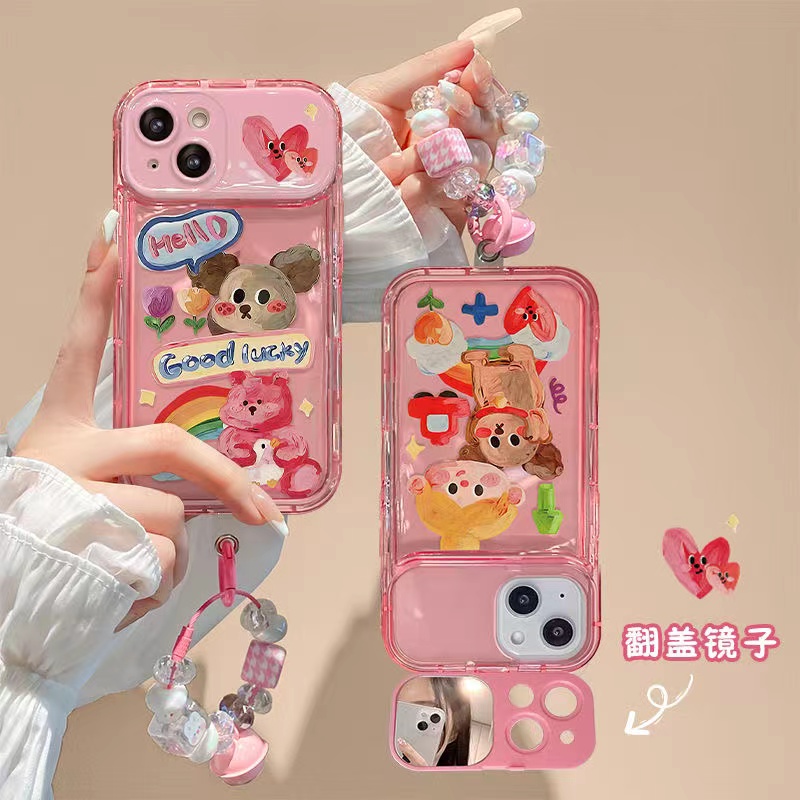 白鹿同款苹果13手机壳iPhone14可爱网红12promax镜子全包防摔硅胶