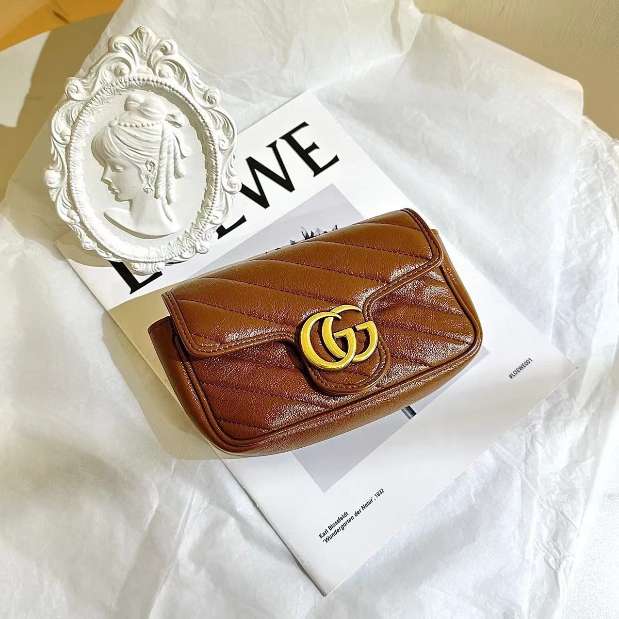 99新 GUCCI/古驰 gucci marmont mini焦糖斜挎包/公价8700/严选