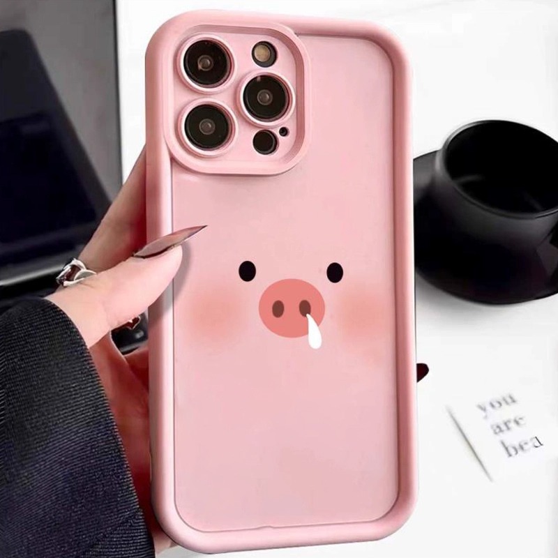 苹果15手机壳新款防摔硅创意可爱粉色小猪个性女孩保护软壳简约