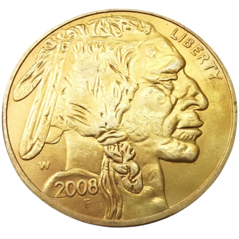 美国50美元“美国水牛”（金币）2008年镀金金色仿古硬币材质纪念币