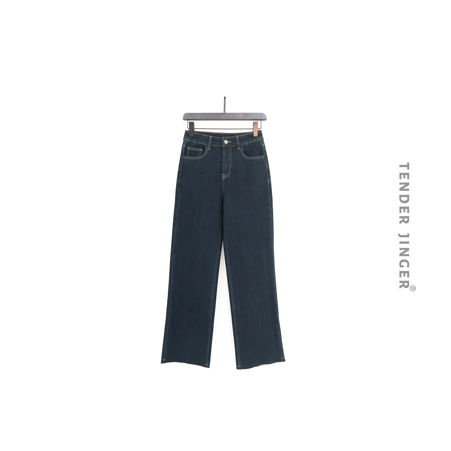 Tender Jinger【专柜】2023秋冬须边中高腰弹力牛仔裤T2310NDD574N