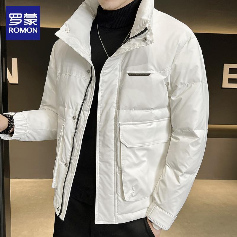 罗蒙轻薄羽绒服男士外套秋冬季新款2023潮牌白色上衣服男大码