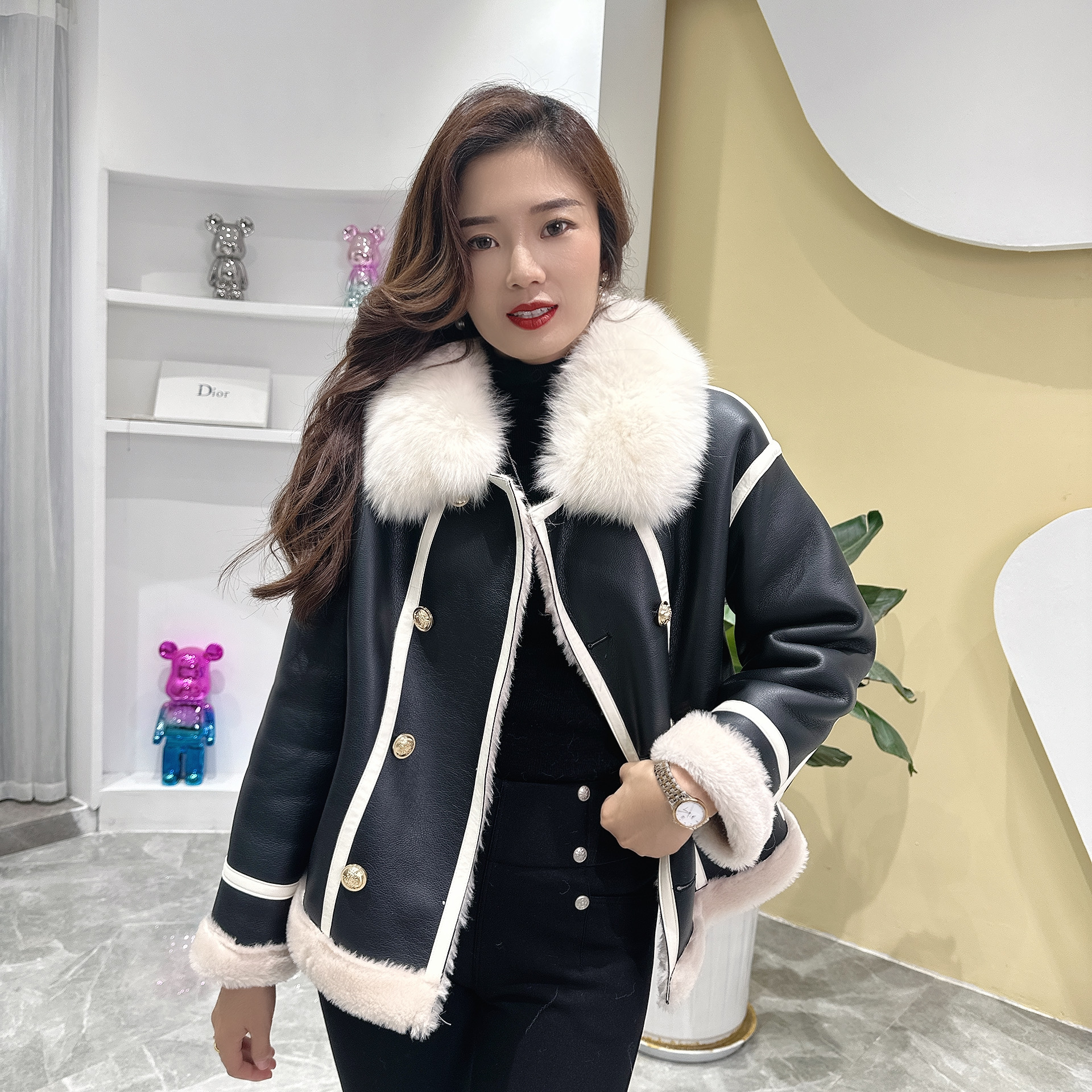 新款皮草热力感双面穿时尚一体女士外套轻奢私服设计师狐狸毛皮草