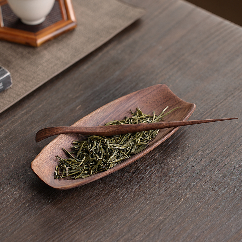 呈然实木茶荷二件套创意茶勺茶则套装家用茶拨六君子功夫茶具配件