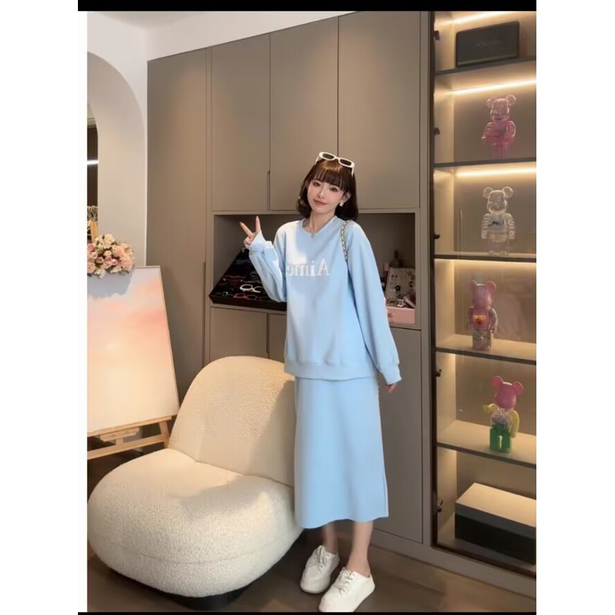 Y422#9.17孕妇2023秋季新品卫衣长袖圆领上衣半衣裙套装孕妇宽松