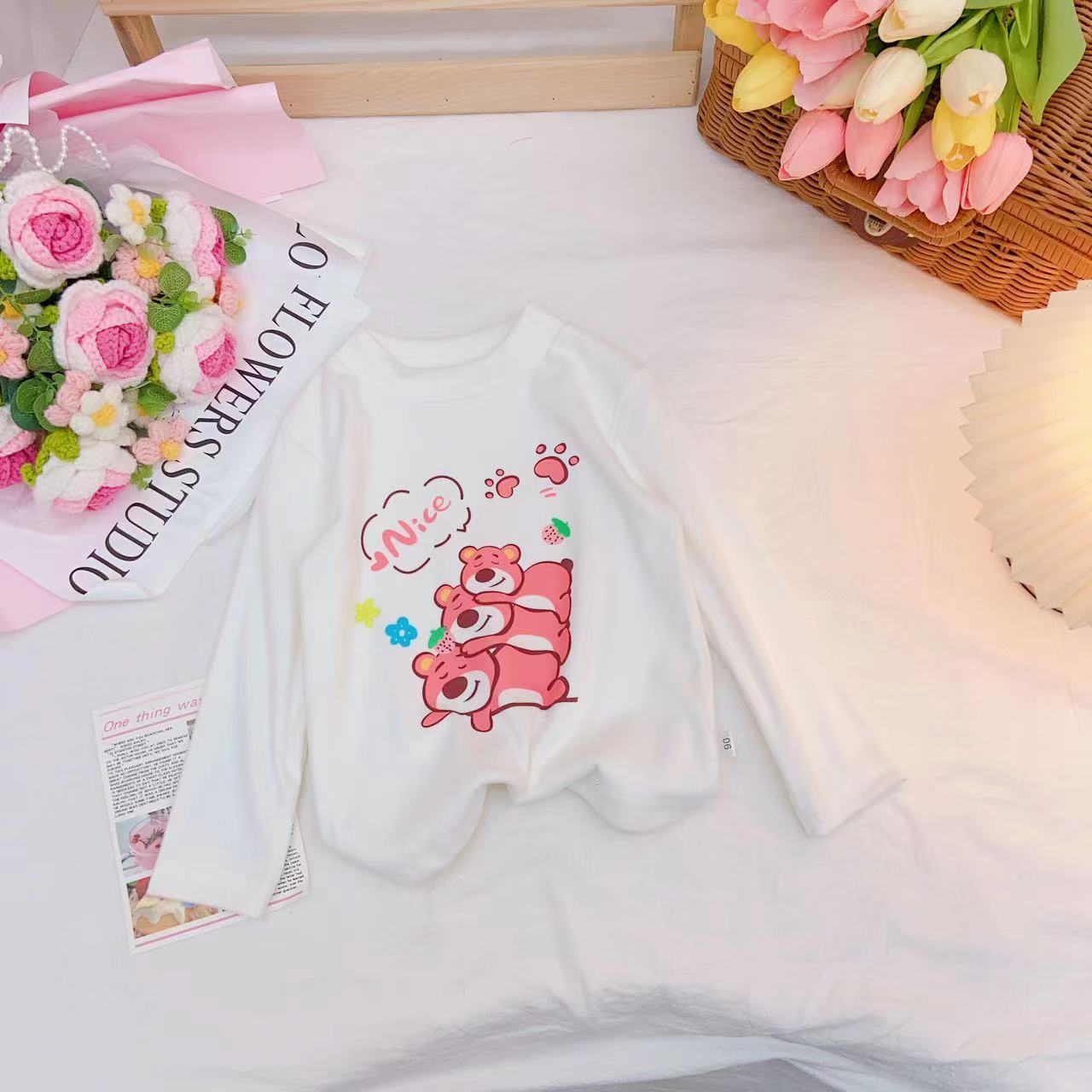 冬款新款女童可爱甜美卡通熊打底衫.D-FC316