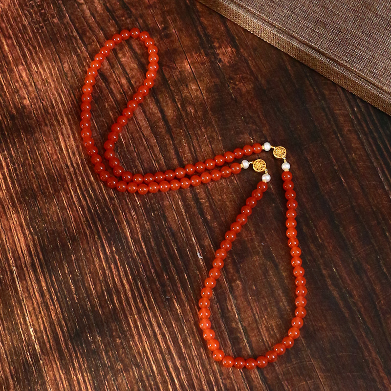 【缅玉世珍】18K镶嵌南红项链【2907E】