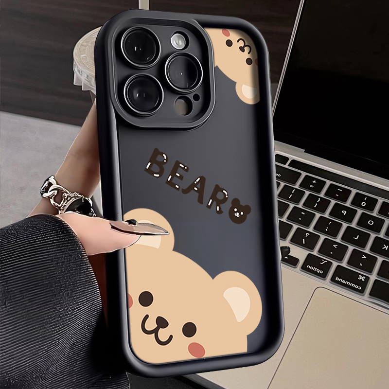 苹果15Pro手机壳卡通小熊iPhone14/13/12硅胶全包11Pro网红创意软