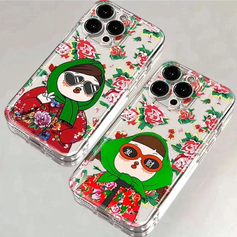 大花袄东北妞苹果个性透明OPPO/VIVO/小米/华为/荣耀手机壳硅胶软