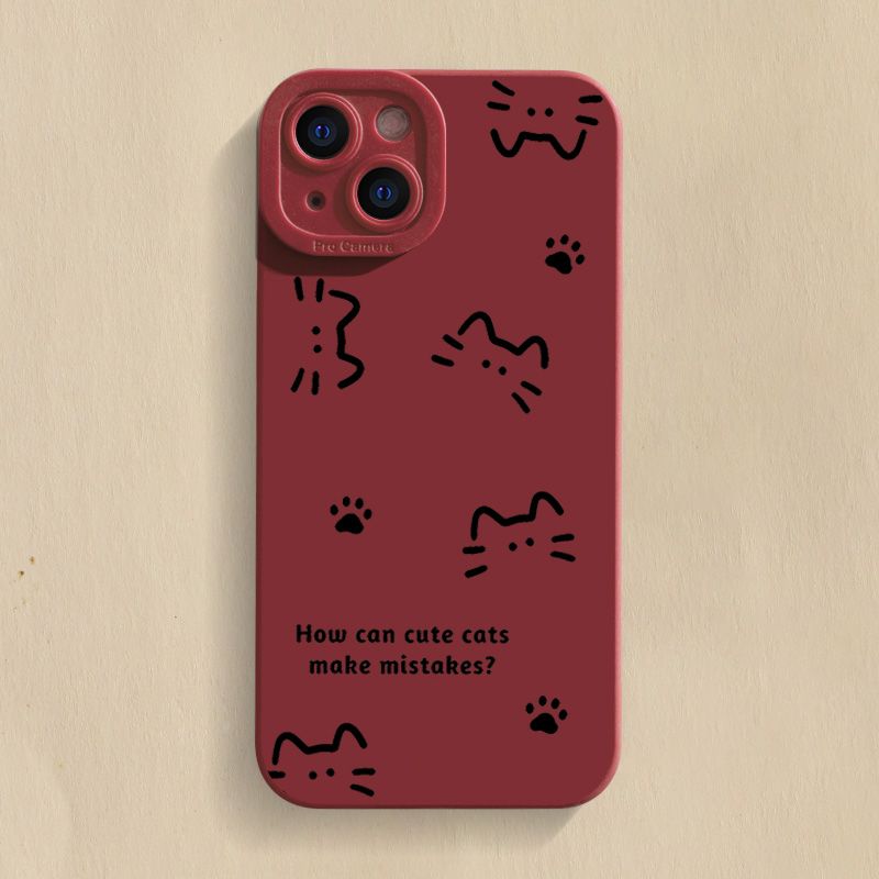 简笔画猫咪iPhone11pro苹果15pro/14promax手机壳13/12防摔硅胶软