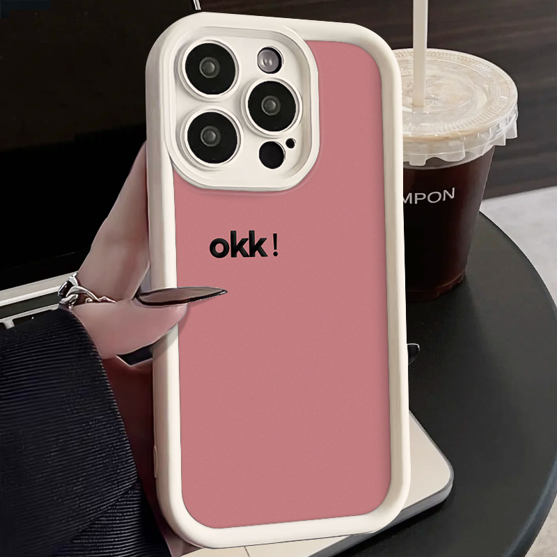 英文OK苹果15promax简约全包14Pro个性iPhone13手机壳12/11硅胶潮