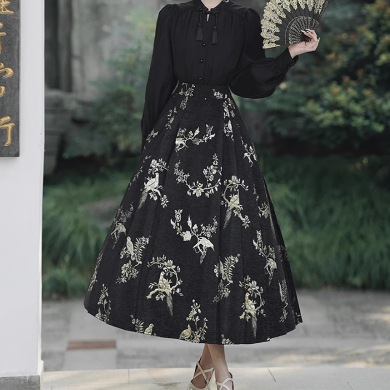 691#长款马面裙大码女装时尚百搭秋冬款半身胖mm裙子