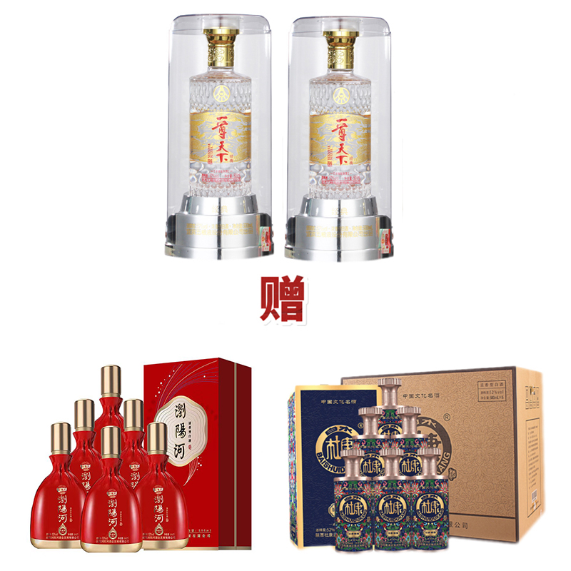 一尊天下经典2瓶装赠浏阳河小溪坝N8+一箱杜康H8852度500ml