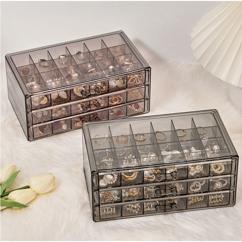 首饰收纳盒透明多层大容量戒指耳钉项链手镯家用抽屉式饰品盒