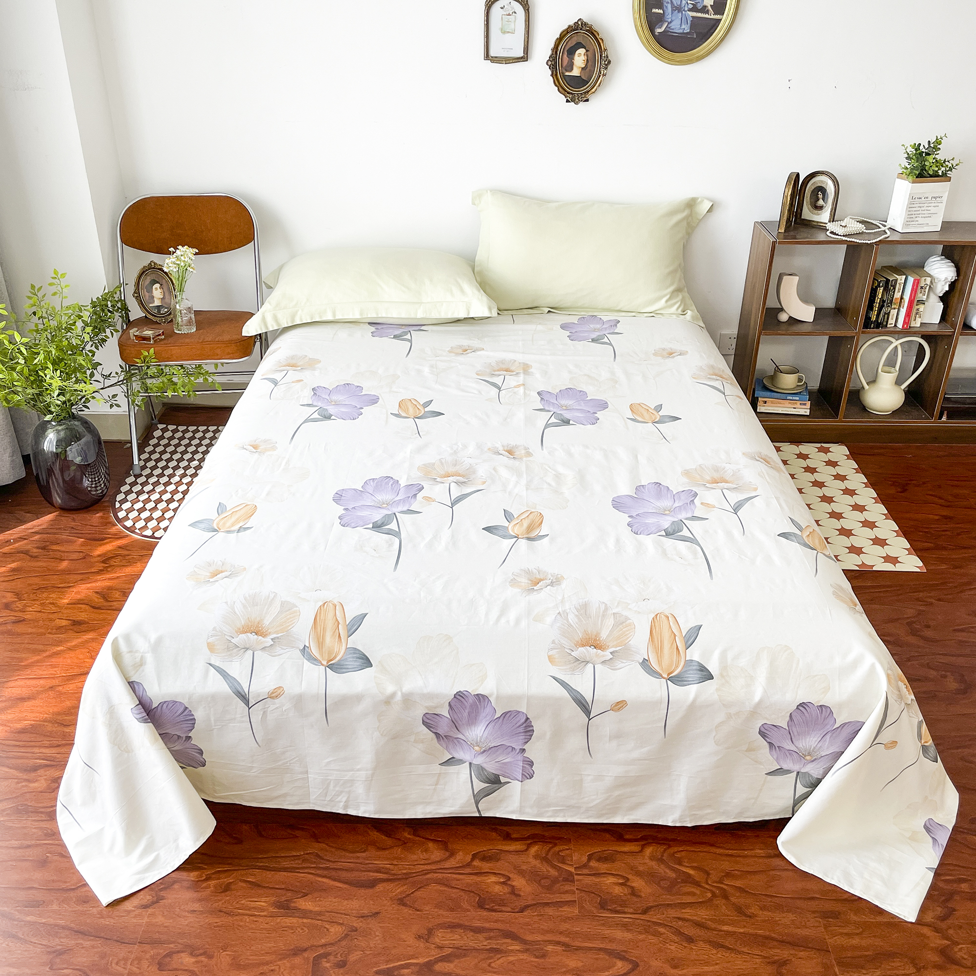 B3933 100%棉加厚双人纯棉床单 花漫紫230*250（±3cm）秋冬澳绒柔软