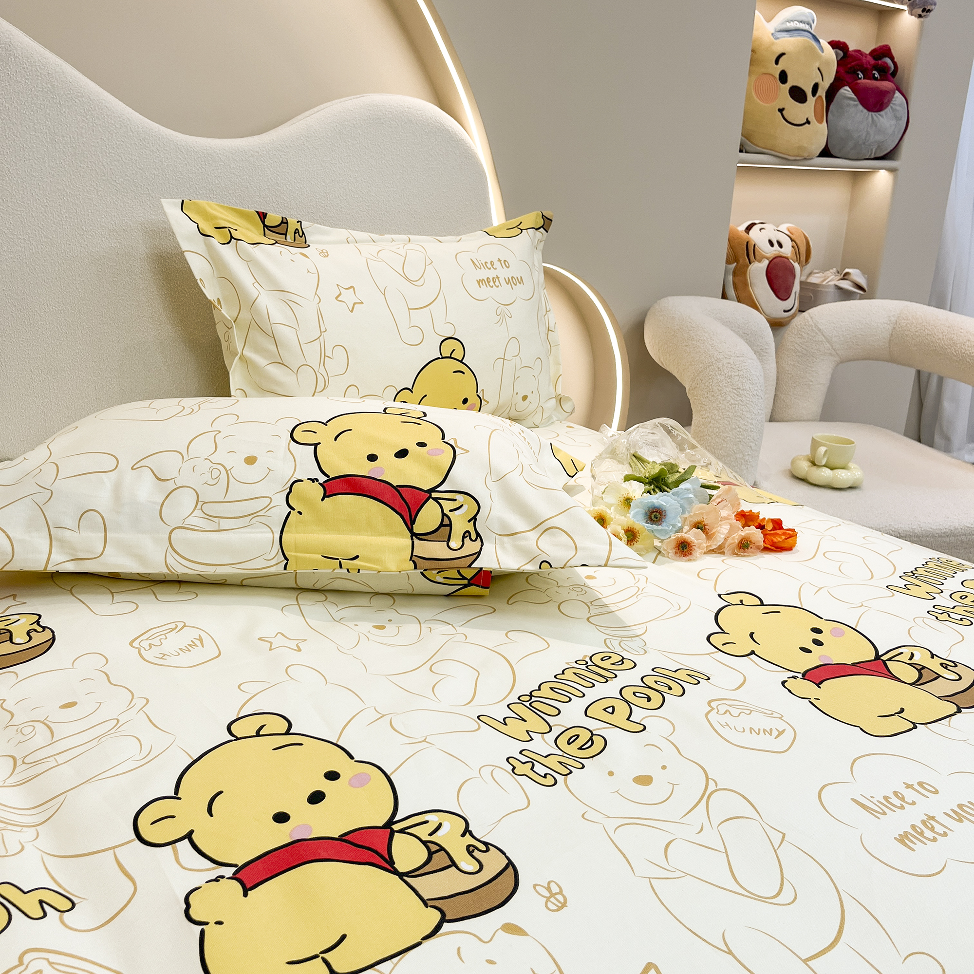 E987 纯棉大帆布枕套 维尼熊48*74可爱学生印花耐用机洗四季