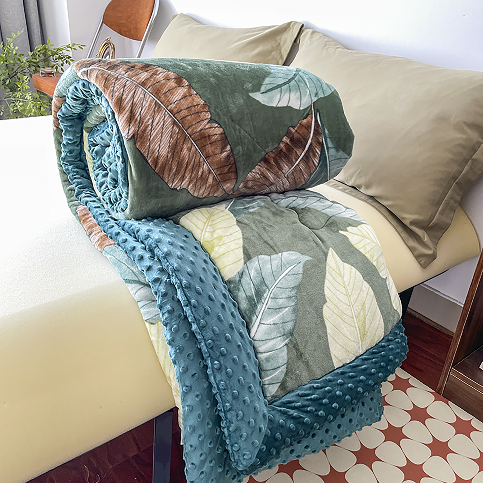 A4468 单人牛奶绒豆豆被 家大叶大150*200春秋冬保暖加厚柔软舒适