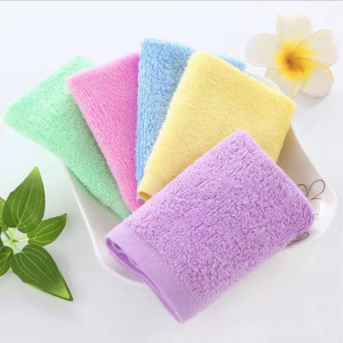 T185 多功能小方巾5条装26*26清洁柔软家用双面吸水方形多用时尚