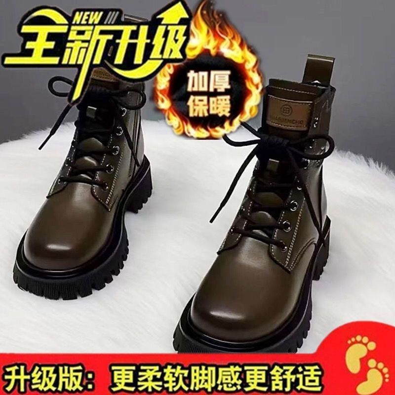 Sema潮秋冬款马丁靴女秋冬新款软底复古女短靴女百搭低跟女靴气质