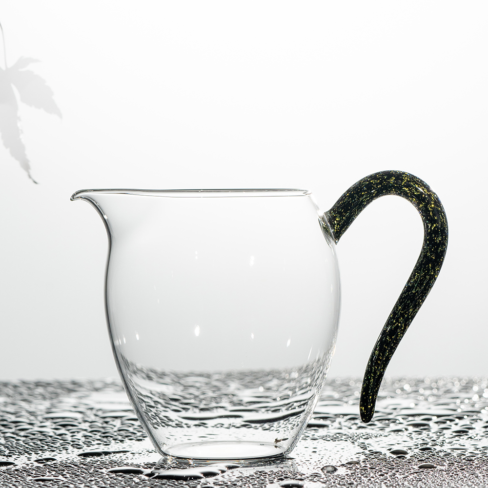 【墨舍好物】可曼黑金玻璃公道杯彩把茶漏套装功夫茶具配件（th740）