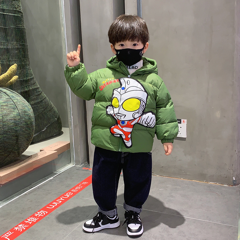 奥特曼儿童羽绒服2023新款秋冬小童洋气宝宝连帽男童保暖卡通冬款
