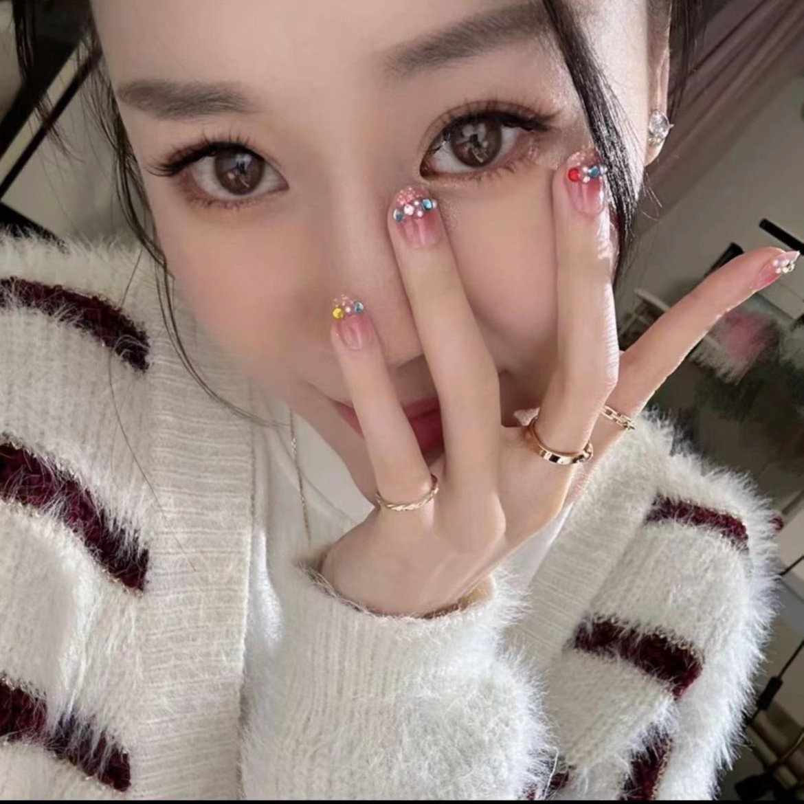 【短款】七彩缤纷果 A129 穿戴美甲 24片甲+送果冻胶+送工具包