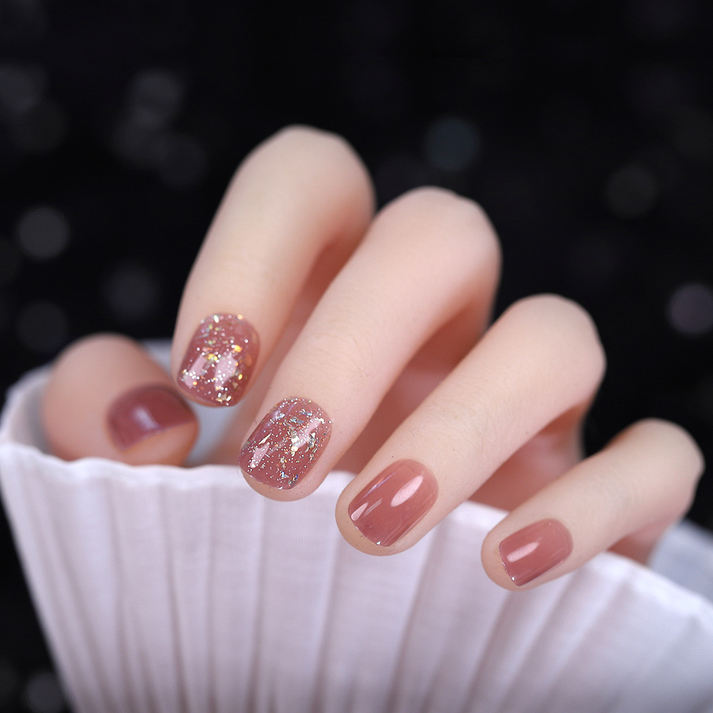 【短款】蜜柚果茶 A014 穿戴美甲 24片甲+送果冻胶+送工具包