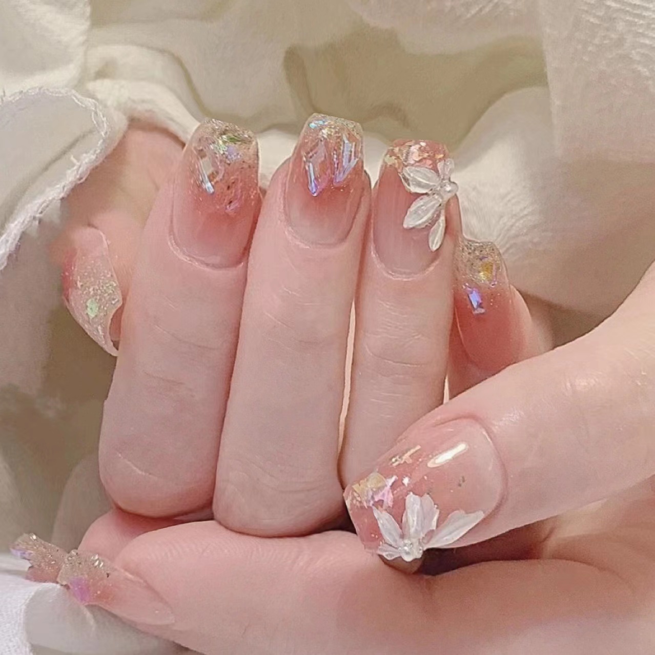 【短款】冰点花花 A161 穿戴美甲 24片甲+送果冻胶+送工具包