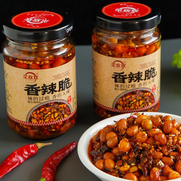 【2瓶12.9】菜欢欢香辣脆五仁辣椒酱下饭菜拌饭拌面花生红油调味