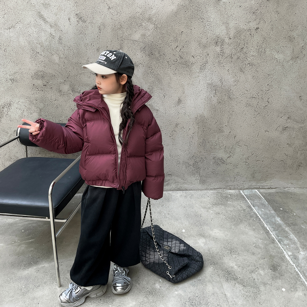 冬季新款羽绒服2023女童男童休闲洋气保暖连帽 Y-zb2300简约童品