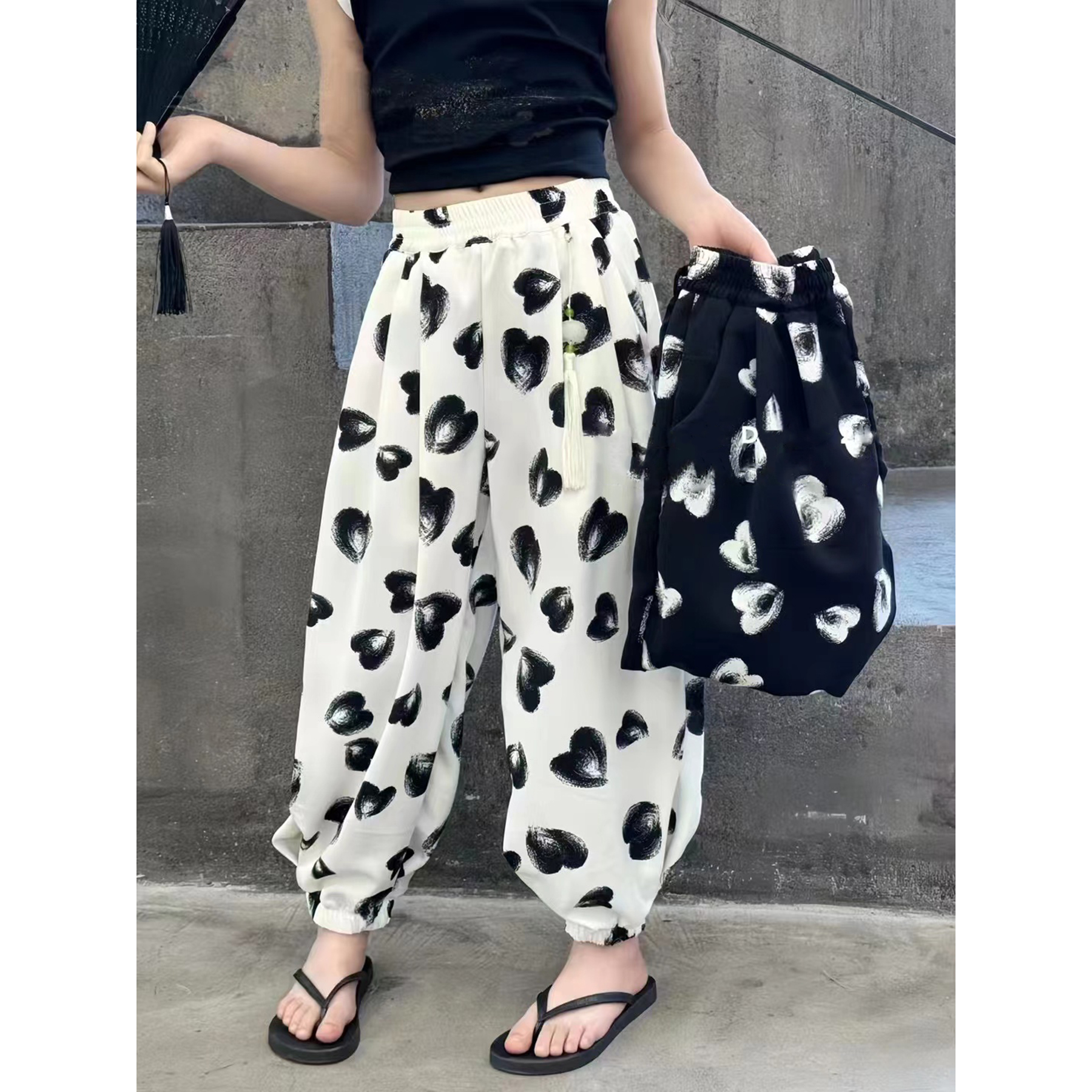 夏季新款女童防蚊运动裤薄款宽松透气春夏休闲百搭zb2957简约童品