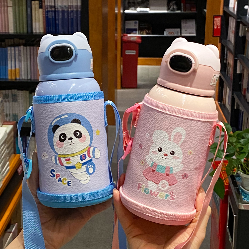 儿童卡通保温杯高颜值小学生可爱水杯幼儿园带吸管便携两用水杯