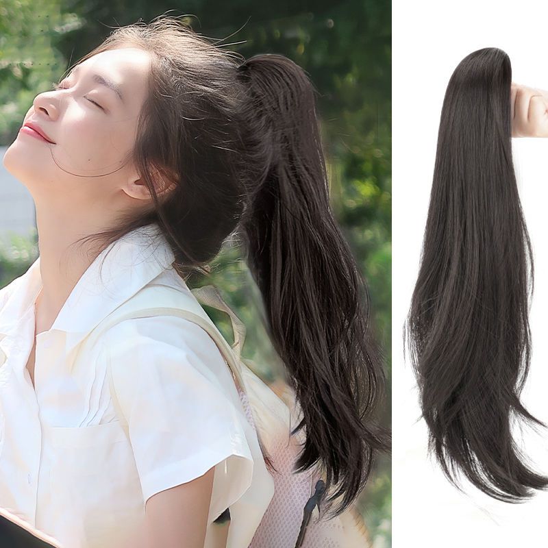 假发女马尾长发抓夹式微卷高马尾假发自然仿真发网红麻花辫子女生