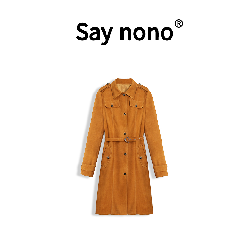 【懒猫nono】Say nono★复古轻奢反绒羊皮外套女式真皮风衣XH/23220