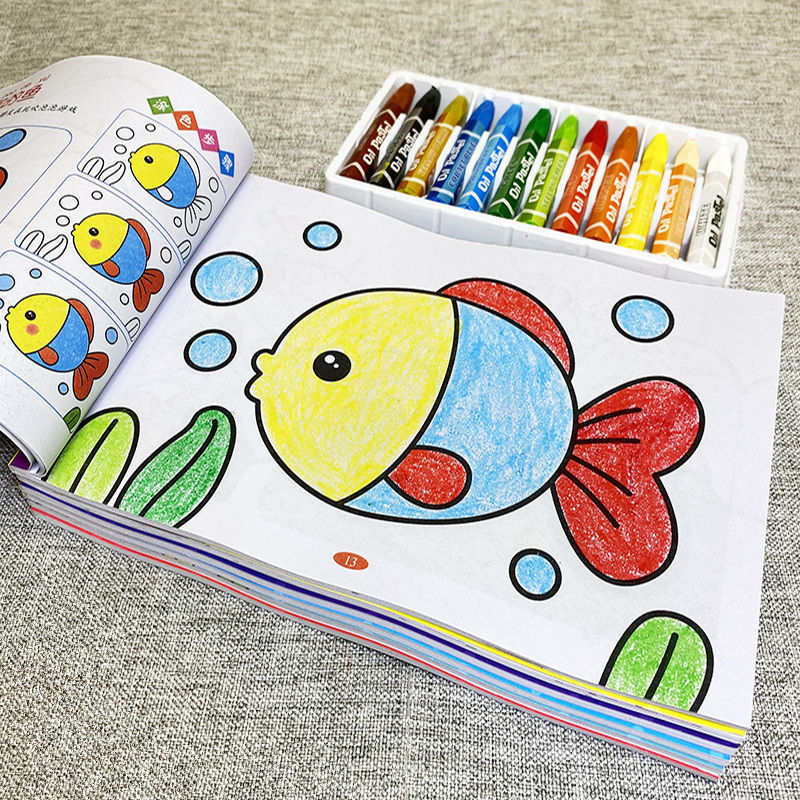 儿童涂色本2-3-6岁宝宝画画书启蒙涂鸦填色本图画册幼儿园绘画本