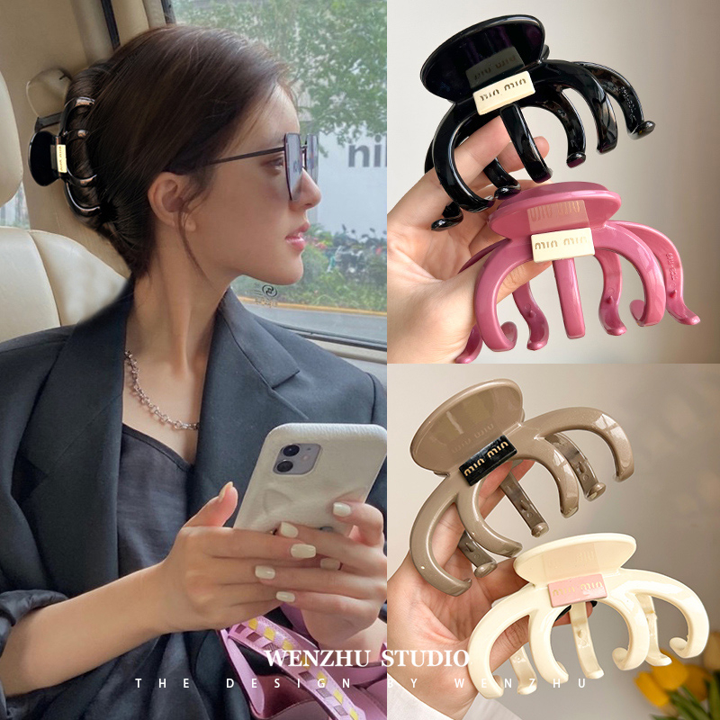 发量多入！大号盘发抓夹复古亚克力发夹女后脑勺高级感简约鲨鱼夹
