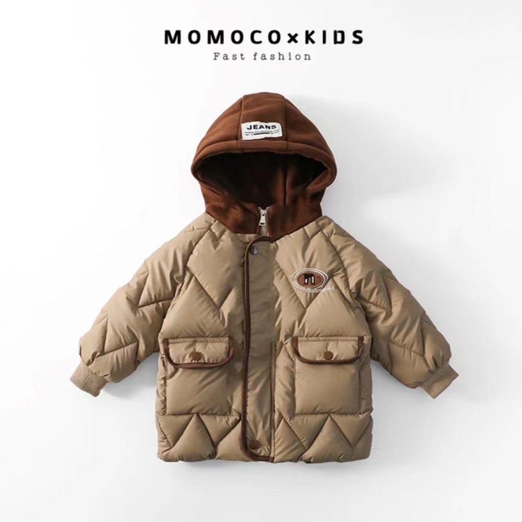 MOMOCO（清仓）百搭棉衣连帽加绒加厚外套男童冬季保暖76430101210