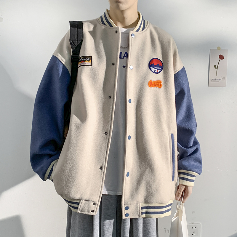 美式风街头棒球服男款外套春秋男装2023新款秋冬款青少年男生夹克