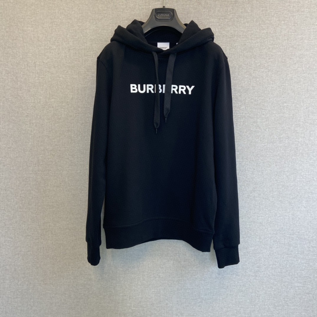 全新未使用 BURBERRY/博柏利 黑色连帽卫衣字母图案MSW20104
