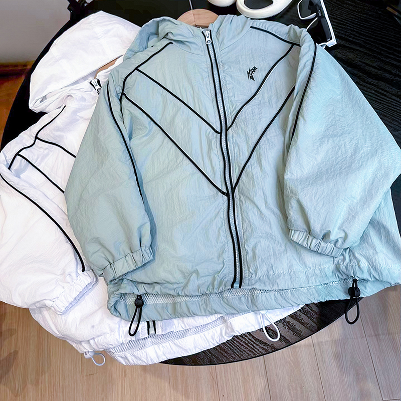 夏季新款丁达尔风男女童防晒衣中大童时尚韩版儿童透气防晒服连帽