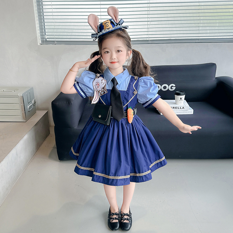 朱迪兔子警官小女孩公主裙洛丽塔裙子夏季高级感学院风女童连衣裙