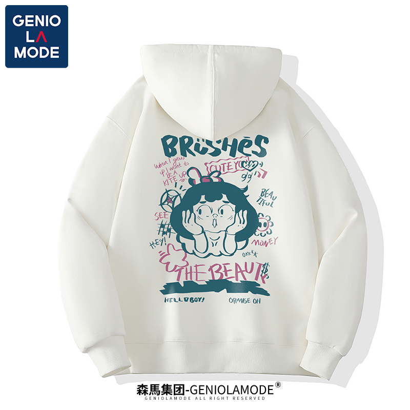 GENIOLAMODE印花国潮卫衣男女款情侣秋冬连帽ins宽松休闲百搭外套