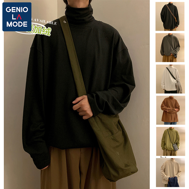GENIOLAMODE秋冬高领T恤男女情侣款加厚保暖仿德绒长袖内搭打底衫