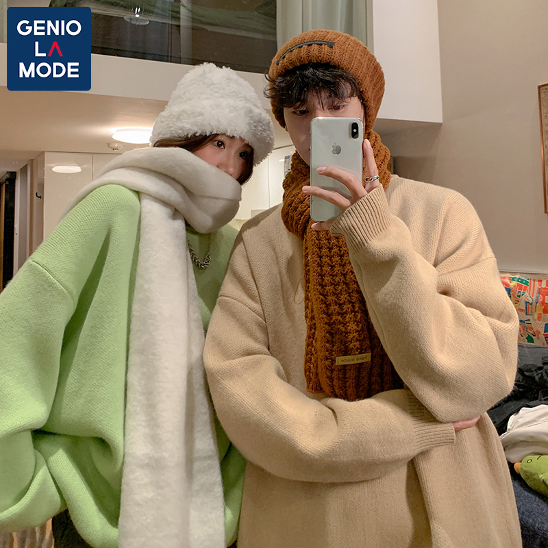 GENIOLAMODE秋冬季爆款纯色毛衣2023新款百搭男女情侣长袖针织衫